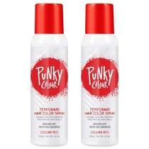Spray de coloração de cabelo temporário Punky Cougar Red, pacote com 2 unidades