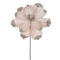 Spray de Flor Artificial Magnolia de Terciopelo Champagne Vickerman Spray de Flor Artificial Magnolia de Terciopelo Champagne Vickerman