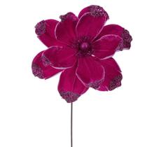 Spray de Flor Artificial Magnolia de Terciopelo Fucsia Vickerman Spray de Flor Artificial Magnolia de Terciopelo Fucsia Vickerman