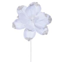 Spray de Flor Artificial Magnolia Vickerman de Terciopelo Blanco x4