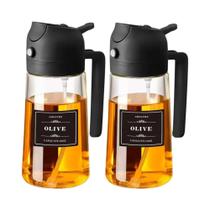 Spray De Óleo De Vidro De 470ML Para Cozinha, Dispensador De Azeite 2 Em 1 Com Adesivos