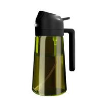 Spray De Óleo De Vidro Verde Escuro 470ML 16oz, Dispensador De Azeite 2 Em 1 Com Bloqueio De Luz