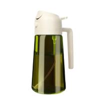 Spray De Óleo De Vidro Verde Escuro 470ML 16oz, Dispensador De Azeite 2 Em 1 Com Bloqueio De Luz