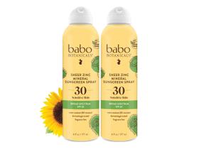 Spray de proteção solar Babo Botanicals Sheer Zinc SPF30, pacote com 2