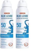 Spray de proteção solar Blue Lizard Sensitive SPF 50+ 150mL (pacote com 2) Spray de proteção solar Blue Lizard Sensitive SPF 50+ 150mL (pacote com 2)