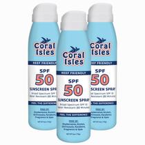 Spray de proteção solar Coral Isles Reef Safe SPF 50 180mL, pacote com 3