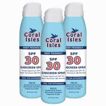 Spray de proteção solar Coral Isles SPF 30 177ml, pacote com 3