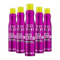 Spray espessante Bed Head TIGI Queen for a Day Para volume e textura insanos Para cabelos finos Finalize o cabelo molhado e seque com secador Produtos premium de cuidado capilar para mulheres e homens 10,5 onças (pacote com 5)