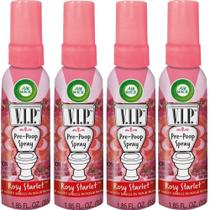 Spray higiênico Air Wick VIP Pre-Poop Perfume Rosy Starlet Contém óleos essenciais Purificador de ar para viagens Até 100 utilizações - 1,85 onças (pacote com 4)