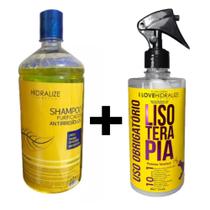 Spray Lisoterapia 500m + Shampoo Limpeza Profunda Hidralize 1 Litro