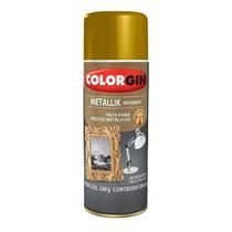 Spray Metallik Ouro Colorgin 350ml - Tinta Acrílica para Ferro, Madeira e Cerâmica