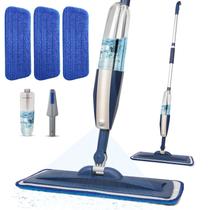 Spray Mop Panda Grip para limpeza de piso úmido com 3 almofadas azuis
