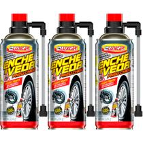 Spray Reparador Pneu Furado Intantâneo LuxCar 400ml - Kit 03 Peças
