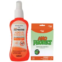 Spray Repelente Contra Insetos Bem Estar + Adesivo Repelente Natural Citronela Amo Protect 8 Unidades Spray Repelente Contra Insetos Bem Estar + Adesivo Repelente Natural Citronela Amo Protect 8 Unidades