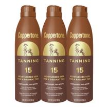 Spray Solar Coppertone Tanning SPF 15 - Pacote com 3 Unidades (163mL cada)