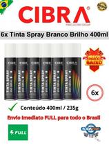 Spray Tinta Aerosol Cibra Color Branco Brilho 400ml Cx c/ 6 unid. Uso Geral