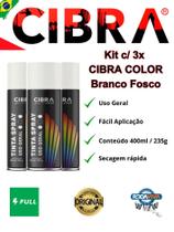 Spray Tinta Aerosol Cibra Color Branco Fosco 400ml Cx c/ 3 unid. Uso Geral
