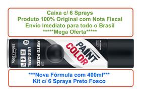 Spray Tinta Aerosol Paint Color Preto Fosco 400ml Cx c/ 6 unid. Uso Interno e Externo