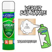 Spray Tinta Premium Eucatex Verniz Incolor Brilhante 400ml Alta Temperatura Secagem Rápida