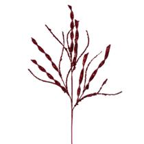 Spray Vickerman 34cm Borgoña Ondulado y Espiral con Brillo x6