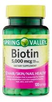 Spring Valley Biotina 5000 Mcg com 120 Softgels - Produto Original