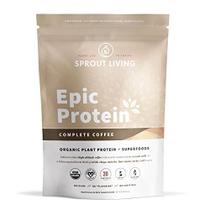 Sprout Living, Proteína Épica, Proteína à Base de Plantas e Superalimentos em Pó, Café Completo 20 gramas de proteína orgânica em pó, adaptógenos, cogumelos, vegano, não-OGM, sem glúten (1 libra, 12 porções)