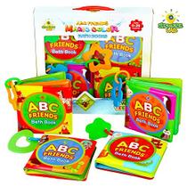 Spruce Lab ABC Friends Magic Color Bath Books - 4 Bath Book Set - Brinquedos de Banho de Bebê Educacionais - Animais Mágicos Aparecendo na Água - Brinquedos de Dentição para Bebês - Menino / Menina Baby Bathtub Livros Baby Shower Toy