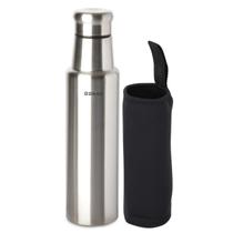 Squeeze 1 Litro Inox Garrafa Água Academia Esportes Trabalho Com Capa Protetora