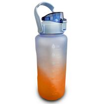 Squeeze 2L Azul e Laranja Garrafa Treino para Academia Fitness Super Colorida Grande