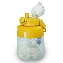 Squeeze com 1,3L Garrafa de Treino Academia Amarelo Fitness 3 em 1