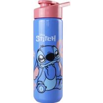 Squeeze Garrafa Com Alça Stitch Azul e Tampa Rosa 700ml