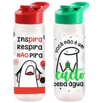 Squeeze Garrafa De Água 720Ml Flork Com Frases Plástico Resistente Meme Engraçadas