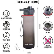 Squeeze Garrafa de Água com Tampa Alça Trava Filtro Peneira Infusor Academia Treino BPA Free 1 Litro Vibe