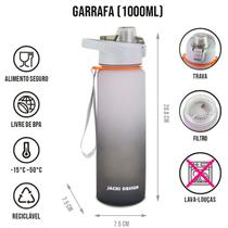 Squeeze Garrafa de Água com Tampa Alça Trava Filtro Peneira Infusor Academia Treino BPA Free 1 Litro Vibe