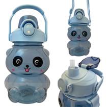 Squeeze Garrafa de Agua Infantil com Canudo 1,2l Urso Azul Imporient