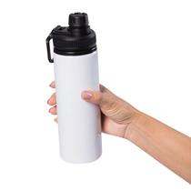 Squeeze Garrafa Para Sublimação de Alumínio Branca Com Tampa Emborrachada 750ml