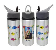 Squeeze Garrafa Personalizado Peixes Tubarão Fundo do Mar Squeeze Garrafa Personalizado Peixes Tubarão Fundo do Mar