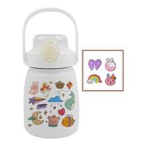 Squeeze Inox Garrafa Térmica Com Alça E Adesivos 3d 800ml Squeeze Inox Garrafa Térmica Com Alça E Adesivos 3d 800ml