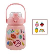 Squeeze Inox Garrafa Térmica Com Alça E Adesivos 3d 800ml