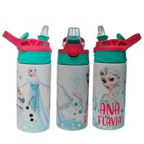 Squeeze Térmica Frozen Bico Silicone Infantil Com Nome Squeeze Térmica Frozen Bico Silicone Infantil Com Nome