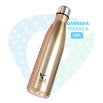 Squeeze Térmico 500ml Água Dourada Metal Inox Duplo Academia