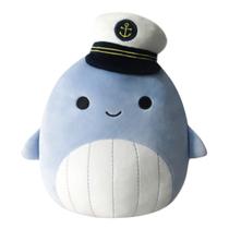 Squishmallows Samir - Baleia Azul de Pelúcia 20cm com Chapéu de Marinheiro