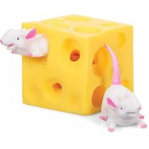 Squishy Fidget Toy Anti Stress Queijo E 2 Ratinhos Brinquedo - Mega Block Toys