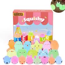 Squishy LEEHUR Mochi Glitter - 20 Unidades de Animais que Brilham no Escuro