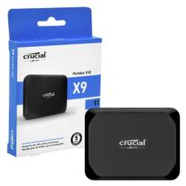 SSD 1TB Externo Portátil Crucial Usb C 3.2 Leitura 1050Mbs X9 Series Preto CT1000X9SSD9
