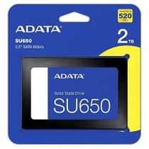 SSD 2TB Adata SU650 SATA III 6GBs 2.5 Pol Leitura 520MBs e Gravação 450MBs Preto ASU650SS2TTR