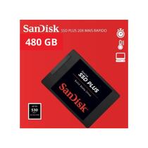 SSD 480GB SanDisk Plus Original Sata III Compatível PS4,Xbox, Jogos Console, PC e Notebook, Leitura 535MBs e Gravação 445MBs, SDSSDA480GG26