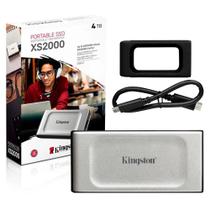 SSD 4TB Externo Kingston XS2000 USB 3.2 Gen 2x2 Portátil Leitura 2000 MBs Gravação 2000 MBs Prata