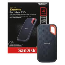 SSD 4TB Externo Portátil SanDisk Extreme USB 3.2 Leitura 1050 MBs e Gravação 1000 MBs Preto e Laranja