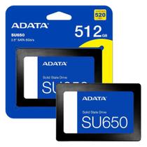 SSD 512GB Adata SU650 2.5Pol SATA III 6GBs Leituras 520MBs Gravacao 450MBs ASU650SS 512GT R